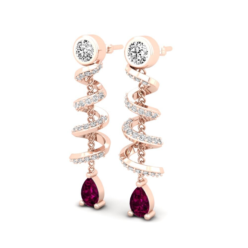 14k Oro Rosa Granate Rhodolite Pendiente de mujer Lavian