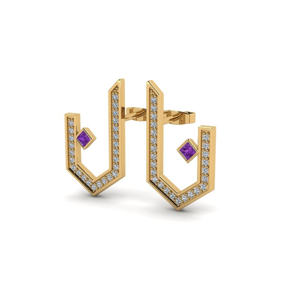 18k Oro Amarillo Princesa Pendiente de mujer Lavin