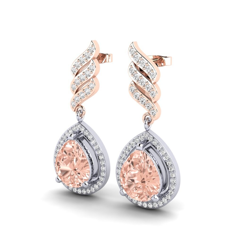14ct White & Rose Gold Morganite Women's Earring Lavonna
