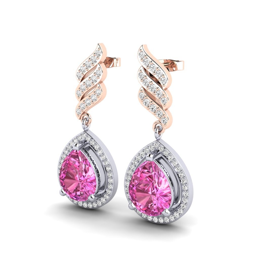 14k Oro Blanco & Rosa Topacio Rosa Pendiente de mujer Lavonna