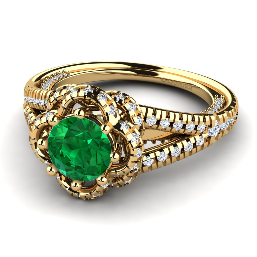 14ct Yellow Gold Emerald (Lab Created) Ring Alceste