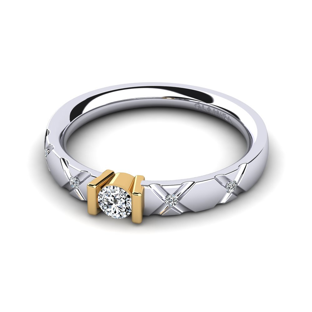 0.10 - 0.25 Carat Tension 14ct White & Yellow Gold Rings