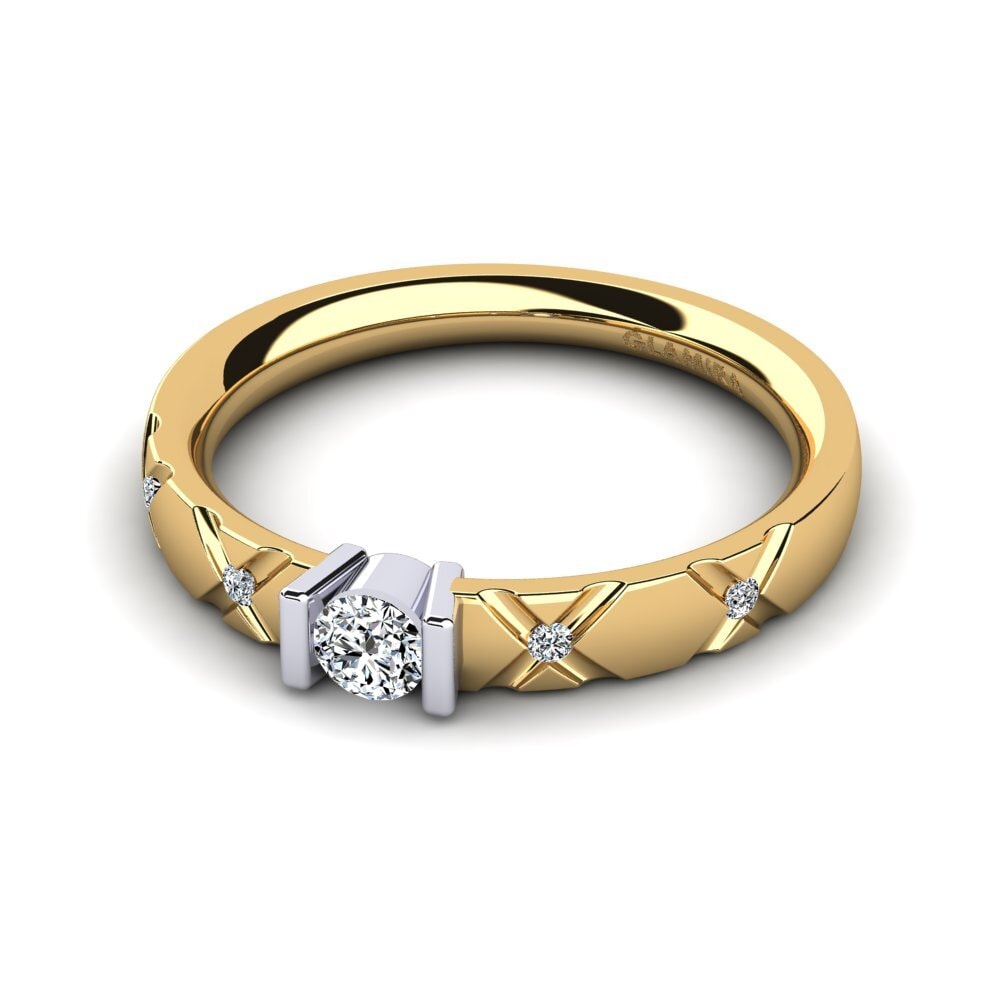 0.10 - 0.25 Carat Tension 14ct Yellow & White Gold Rings
