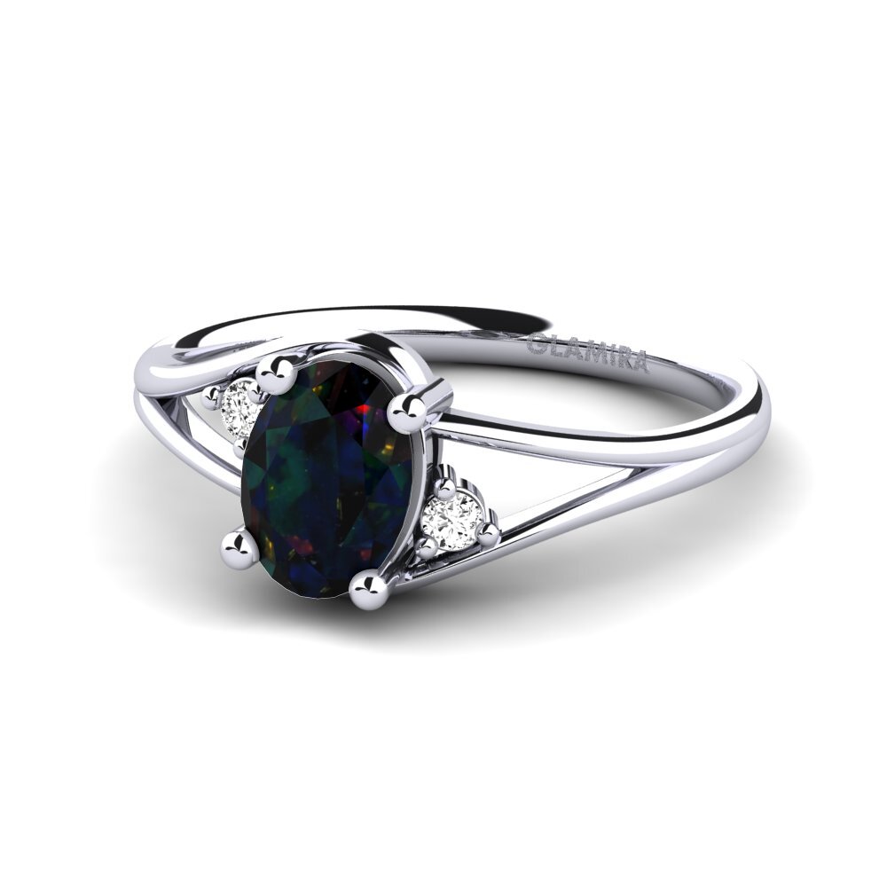 Black Opal Engagement Ring Ariel
