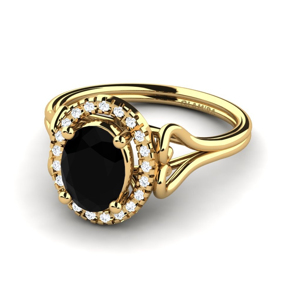 Ónix Negro Anillo de compromiso Azalea