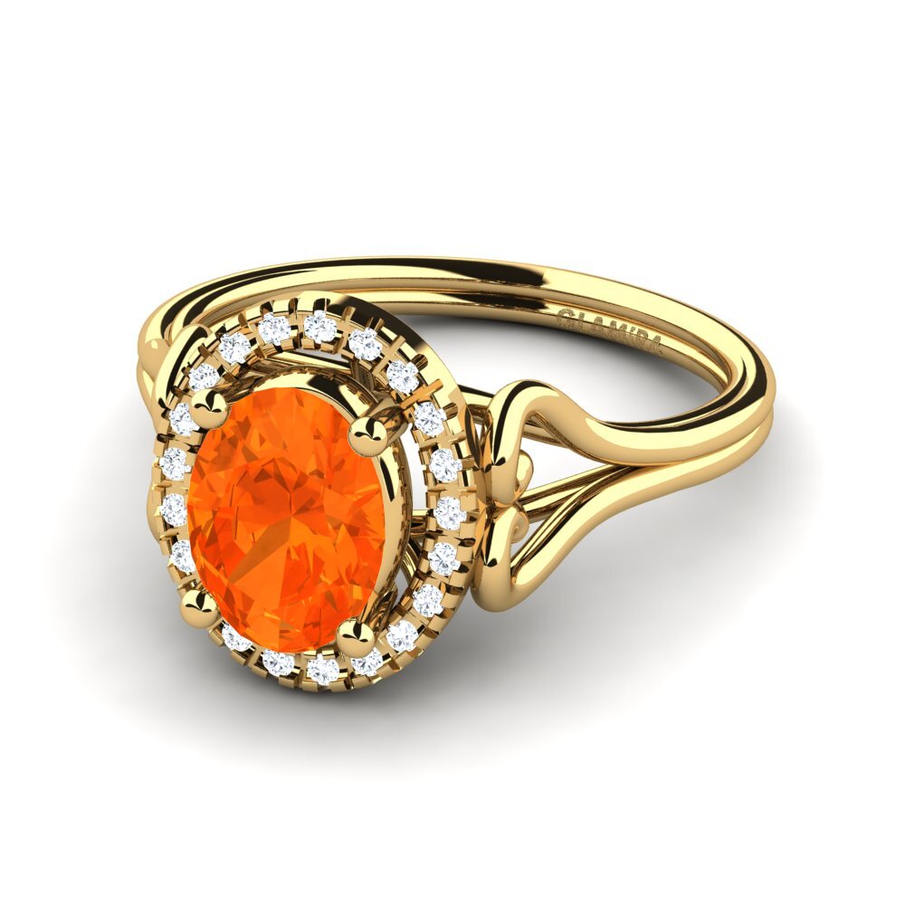 Ovalado Ópalo Fuego Anillo de compromiso Azalea