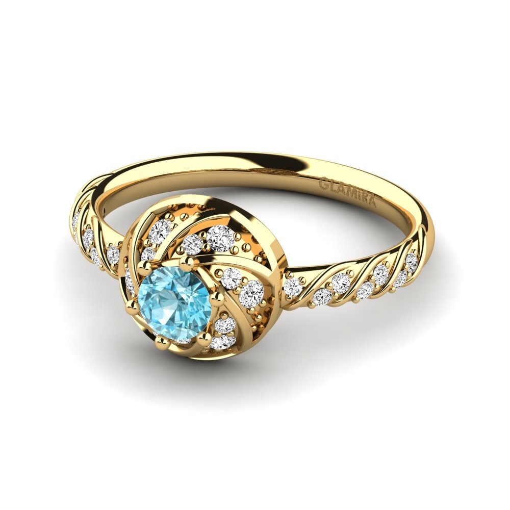 Circón Azul Anillo de compromiso Blondene