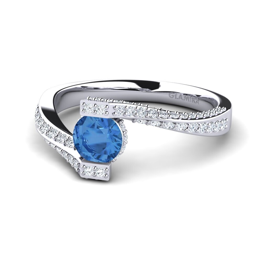 Circonita Azul Oscuro Anillo de compromiso Brenda