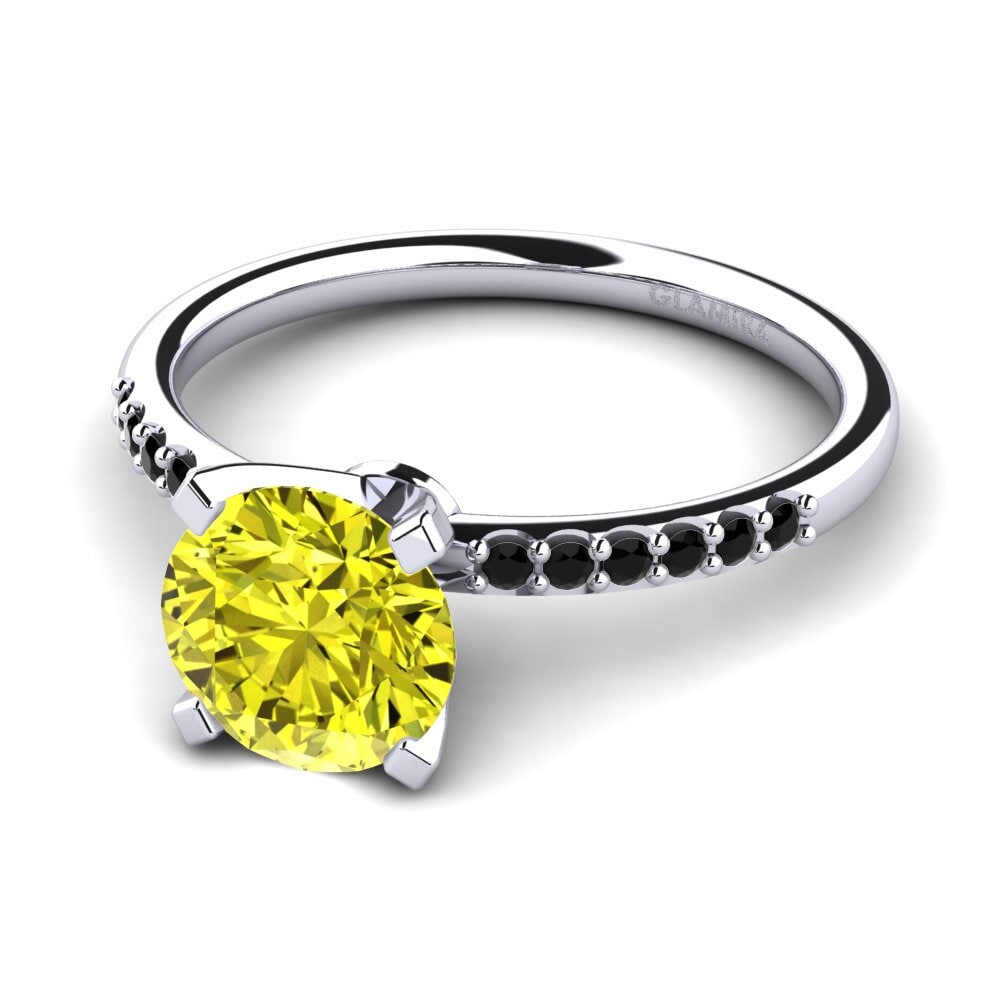 18k Oro Blanco Anillo de compromiso Cadence 2.0 crt