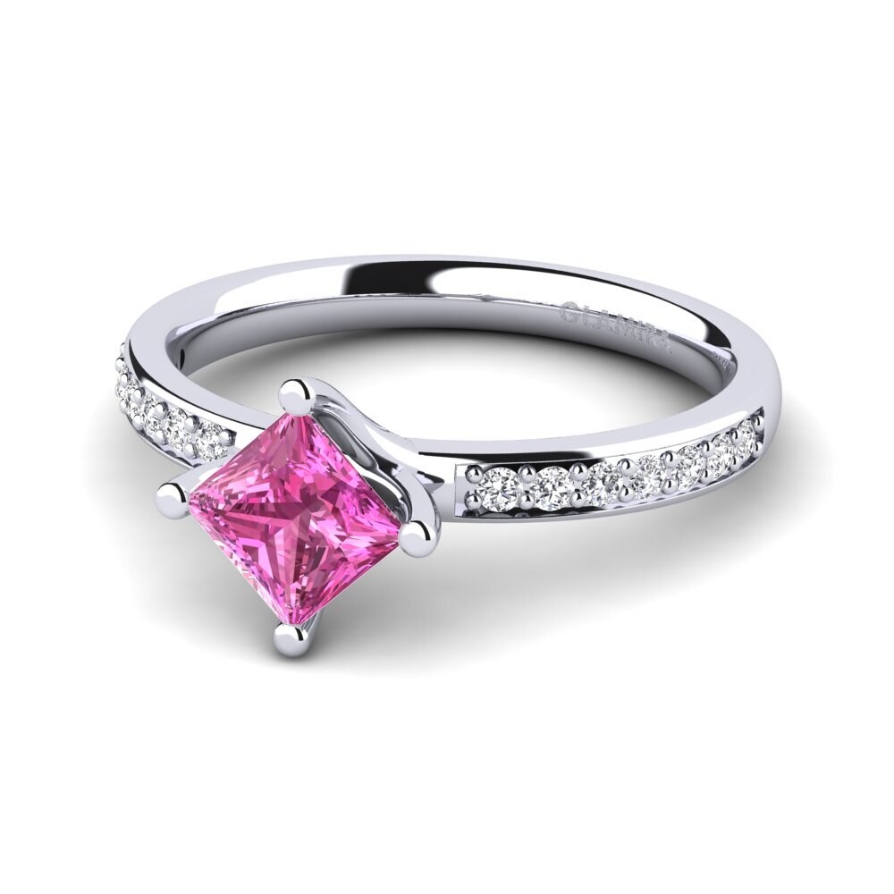 9ct White Gold Pink Topaz Engagement Ring Dixie 0.93 crt