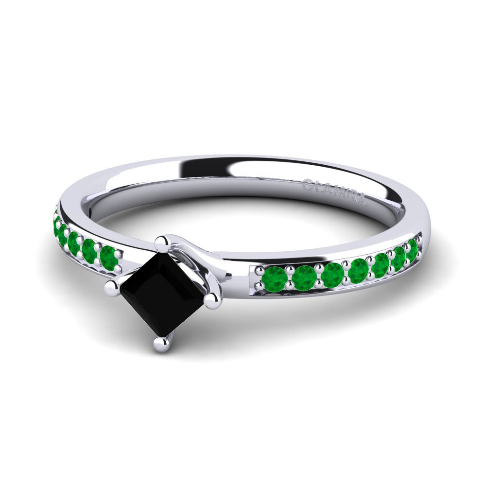9ct White Gold Black Diamond Engagement Ring Dixie