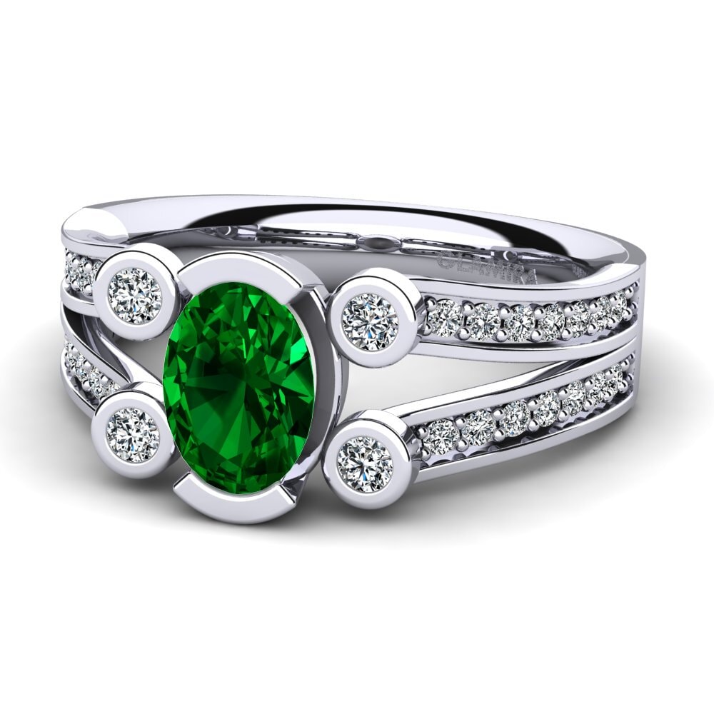 Circonita Verde Anillo de compromiso Darsana