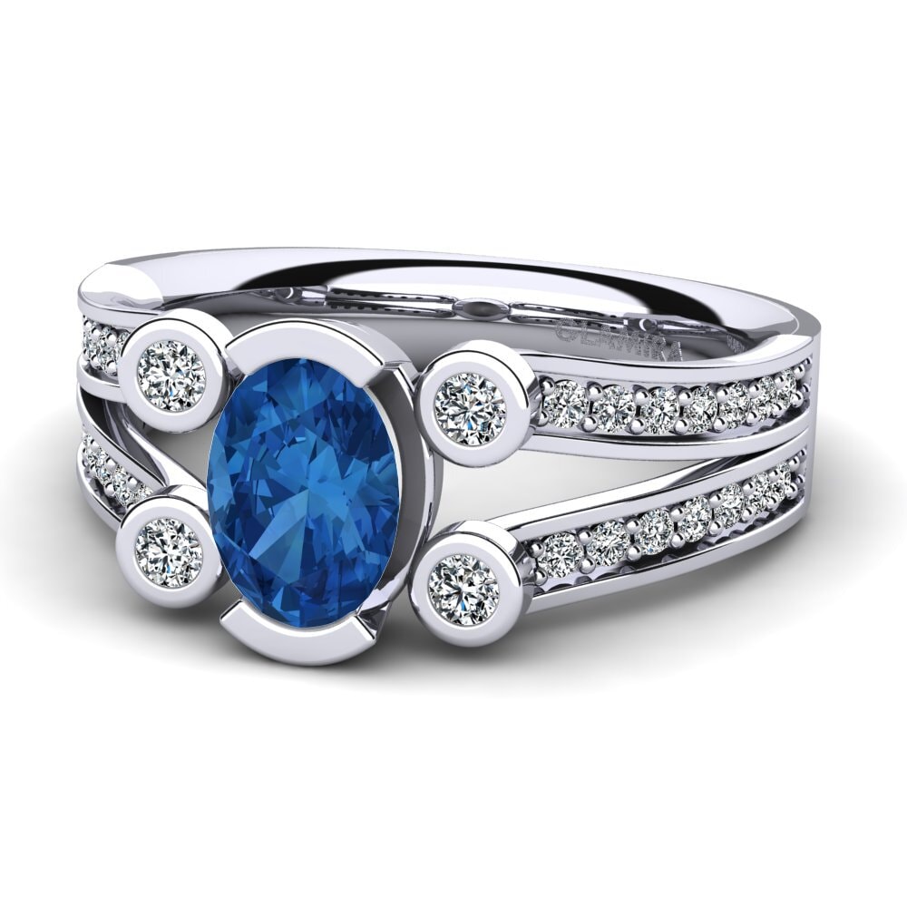 Circonita Azul Oscuro Anillo de compromiso Darsana