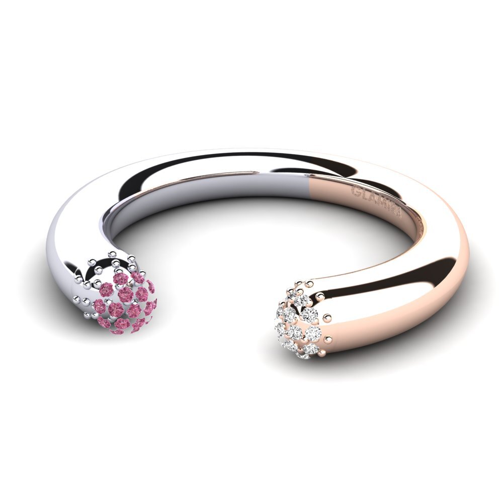 14k Oro Blanco & Rosa Granate Rhodolite Anillo Delmore