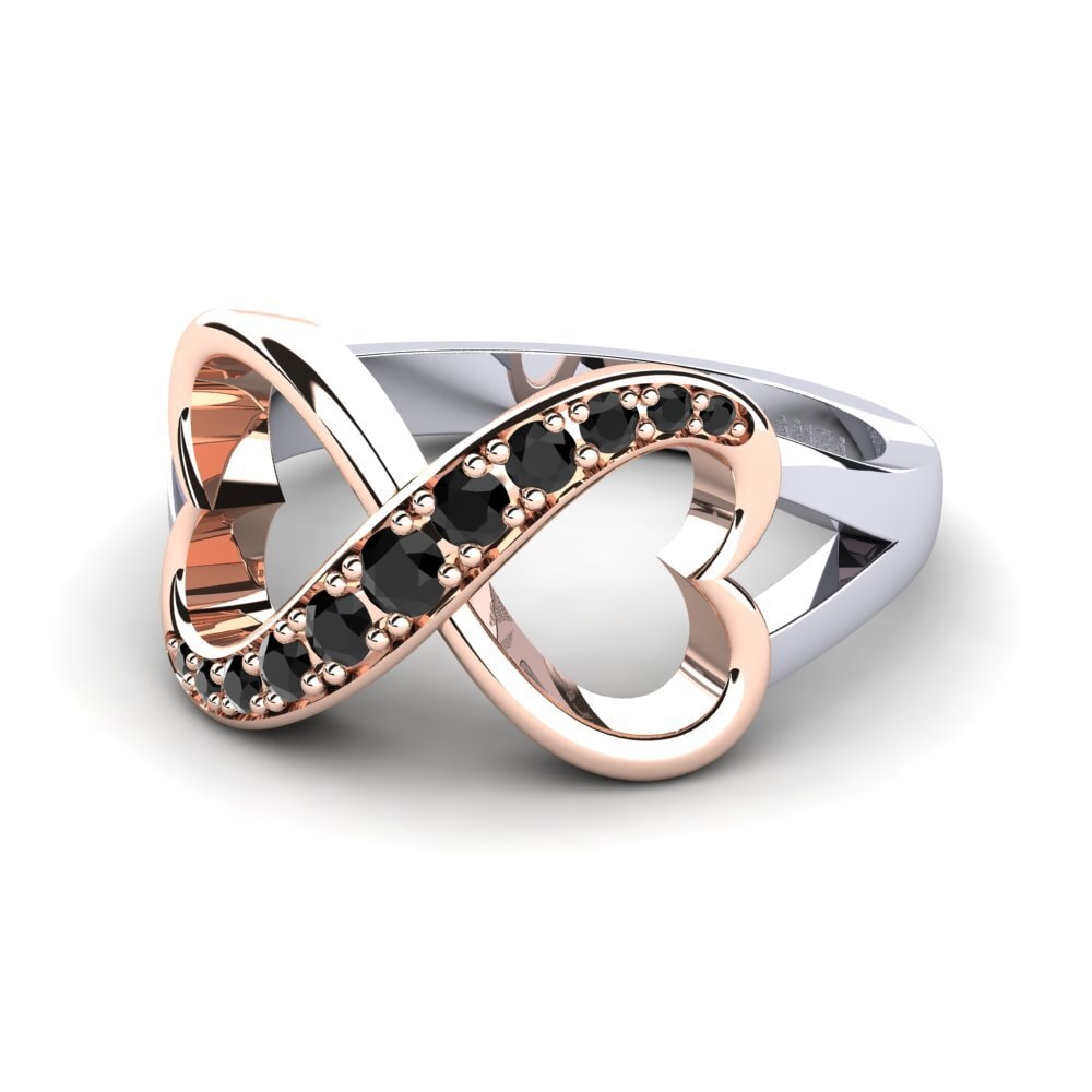 14ct White & Rose Gold Black Sapphire Ring Endlessheart