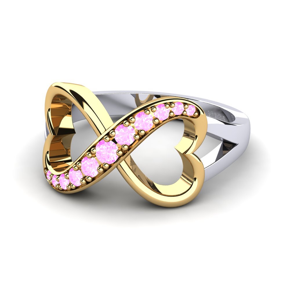 18ct White & Yellow Gold Pink Sapphire Ring Endlessheart