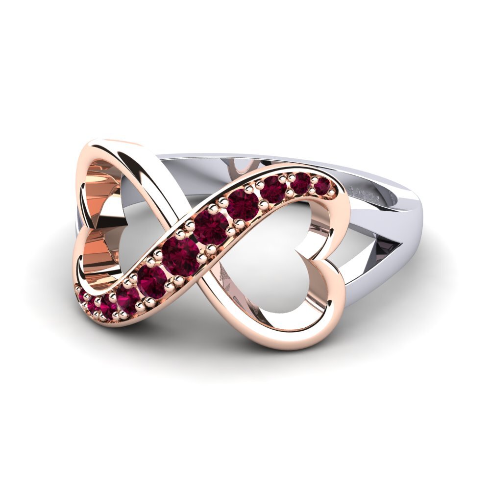 14k Oro Blanco & Rosa Granate Rhodolite Anillo Endlessheart