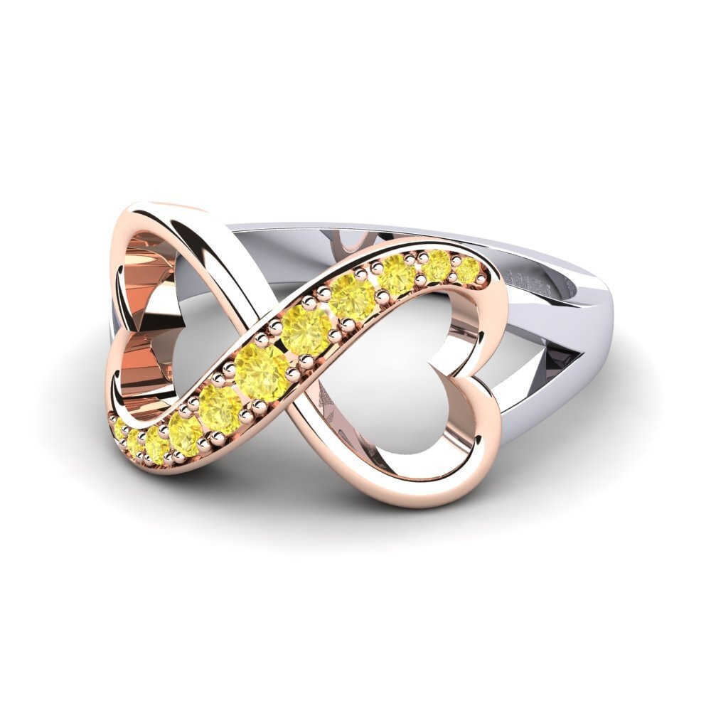 14ct White & Rose Gold Yellow Sapphire Ring Endlessheart