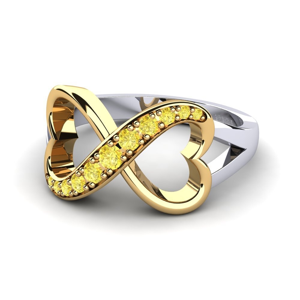 14ct White & Yellow Gold Yellow Sapphire Ring Endlessheart
