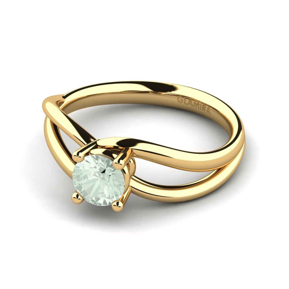 18k Oro Amarillo Amatista verde Anillo de compromiso Federica