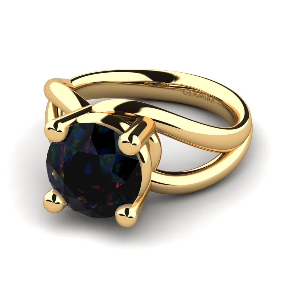 18k Oro Amarillo Opalo Negro Anillo de compromiso Federica 3.00 crt