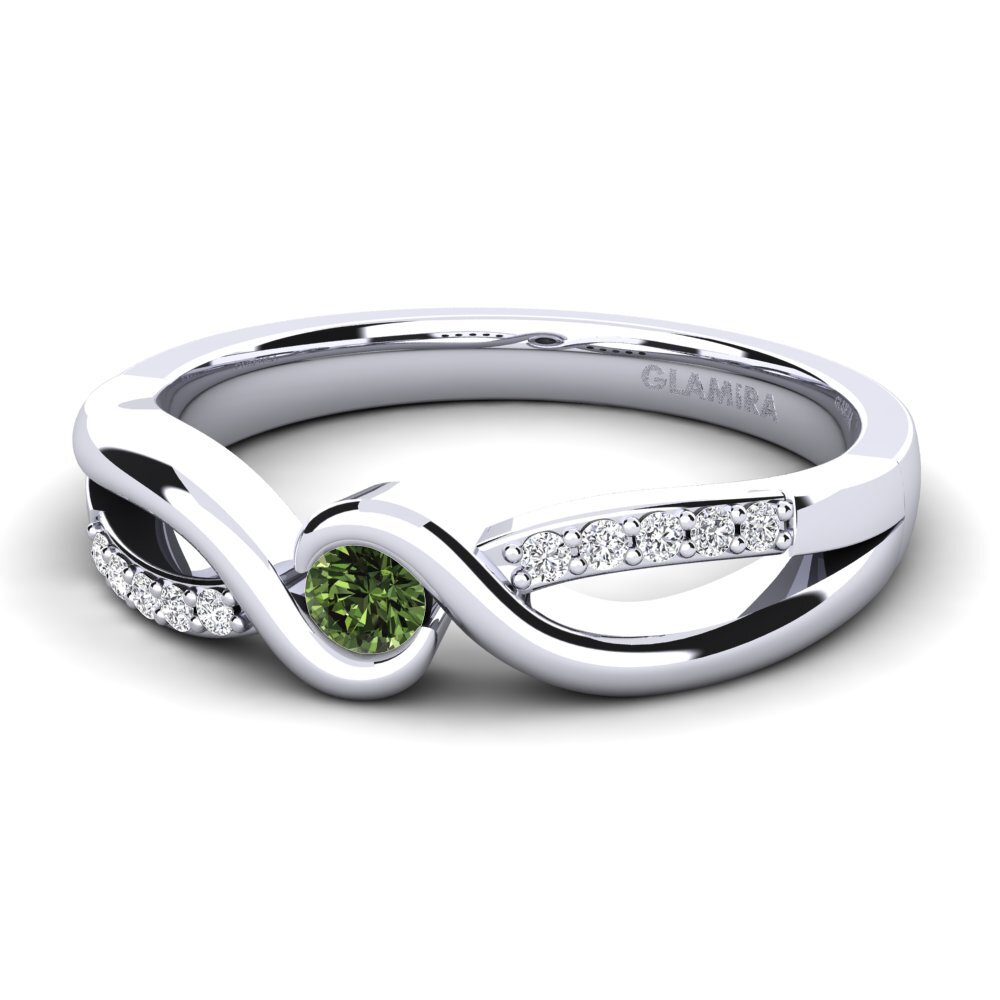 Zafiro Verde Anillo de compromiso Dahlia 0.1crt