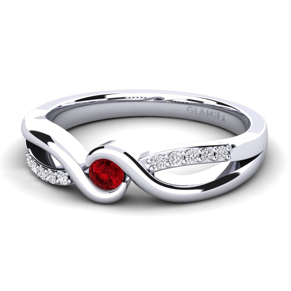 Circonita Roja Anillo de compromiso Dahlia 0.1crt