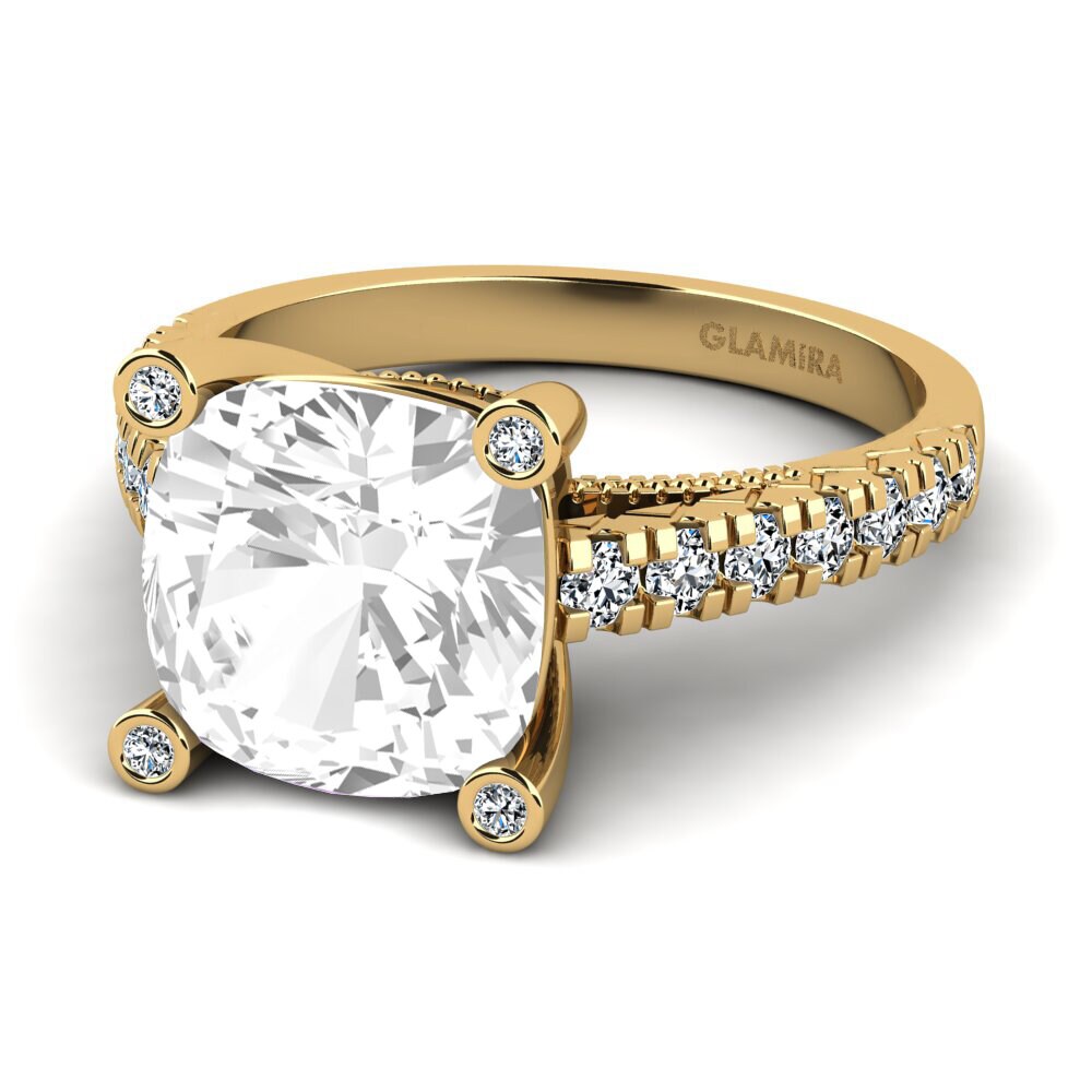 9k Oro Amarillo Topacio blanco Anillo de compromiso Daphne