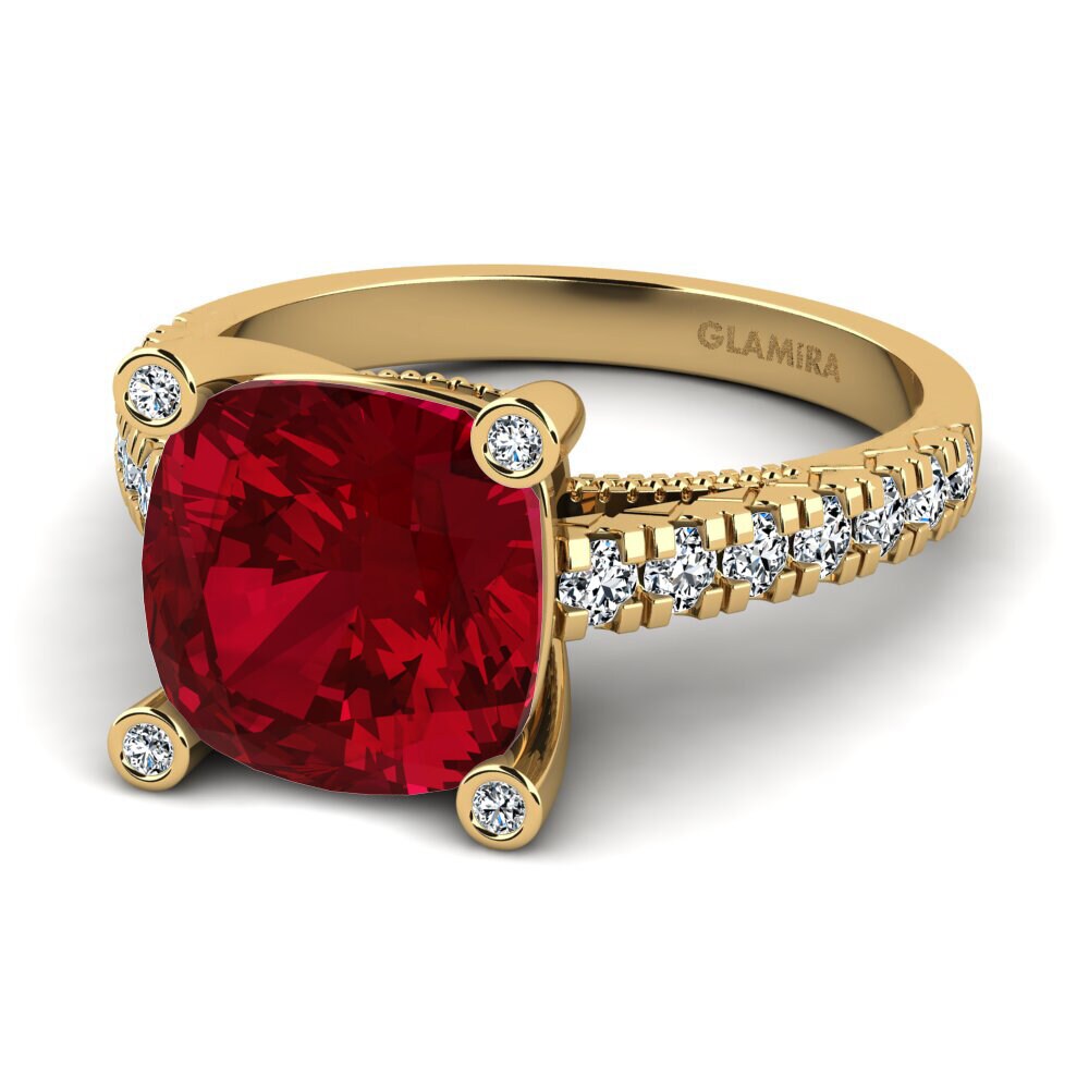 18k Oro Amarillo Circonita Roja Anillo de compromiso Daphne