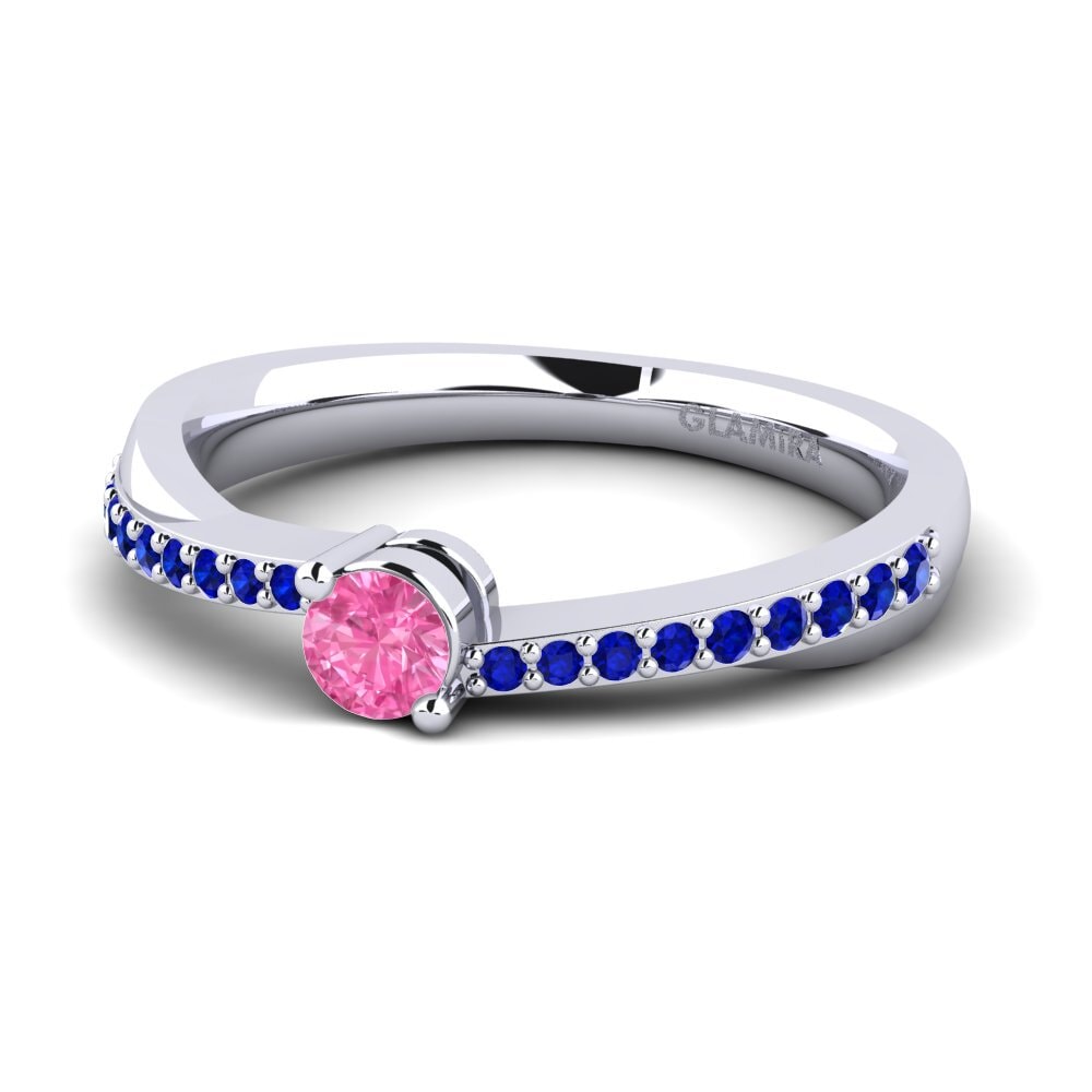 18ct White Gold Pink Sapphire Engagement Ring Gemma 0.16crt