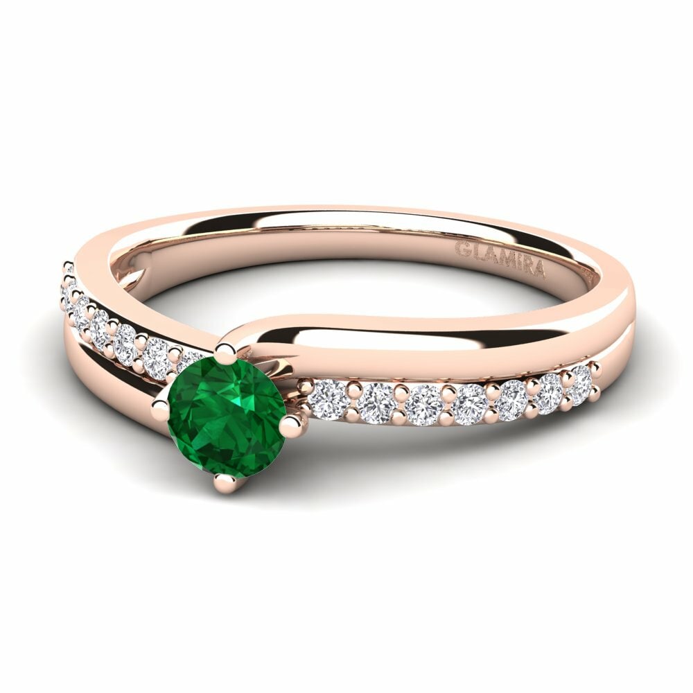 18k Rose Gold Emerald (Lab Created) Diamonds Ring Lia