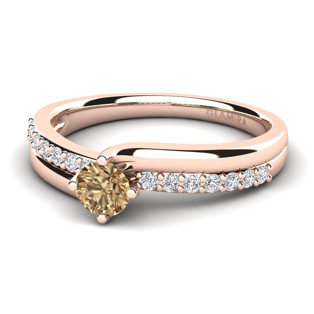 14k Oro Rosa Diamante café Anillo de compromiso Lia