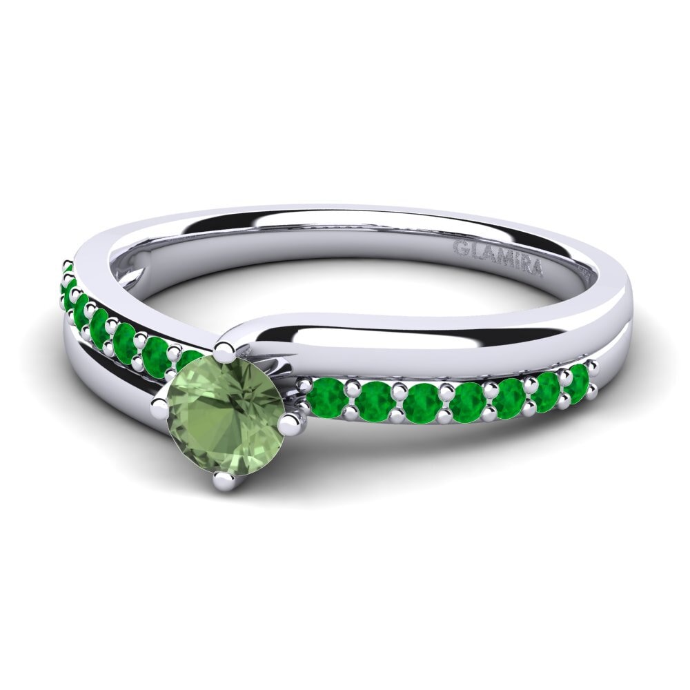 Green Sapphire Diamonds Ring Lia