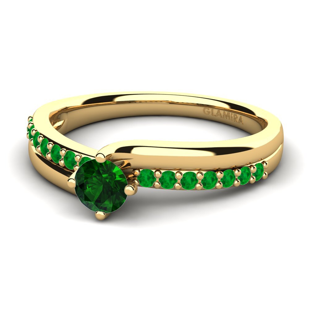 14ct Yellow Gold Green Tourmaline Diamonds Ring Lia