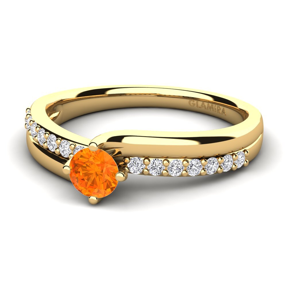 18k Oro Amarillo Zafiro Naranja Anillo de compromiso Lia
