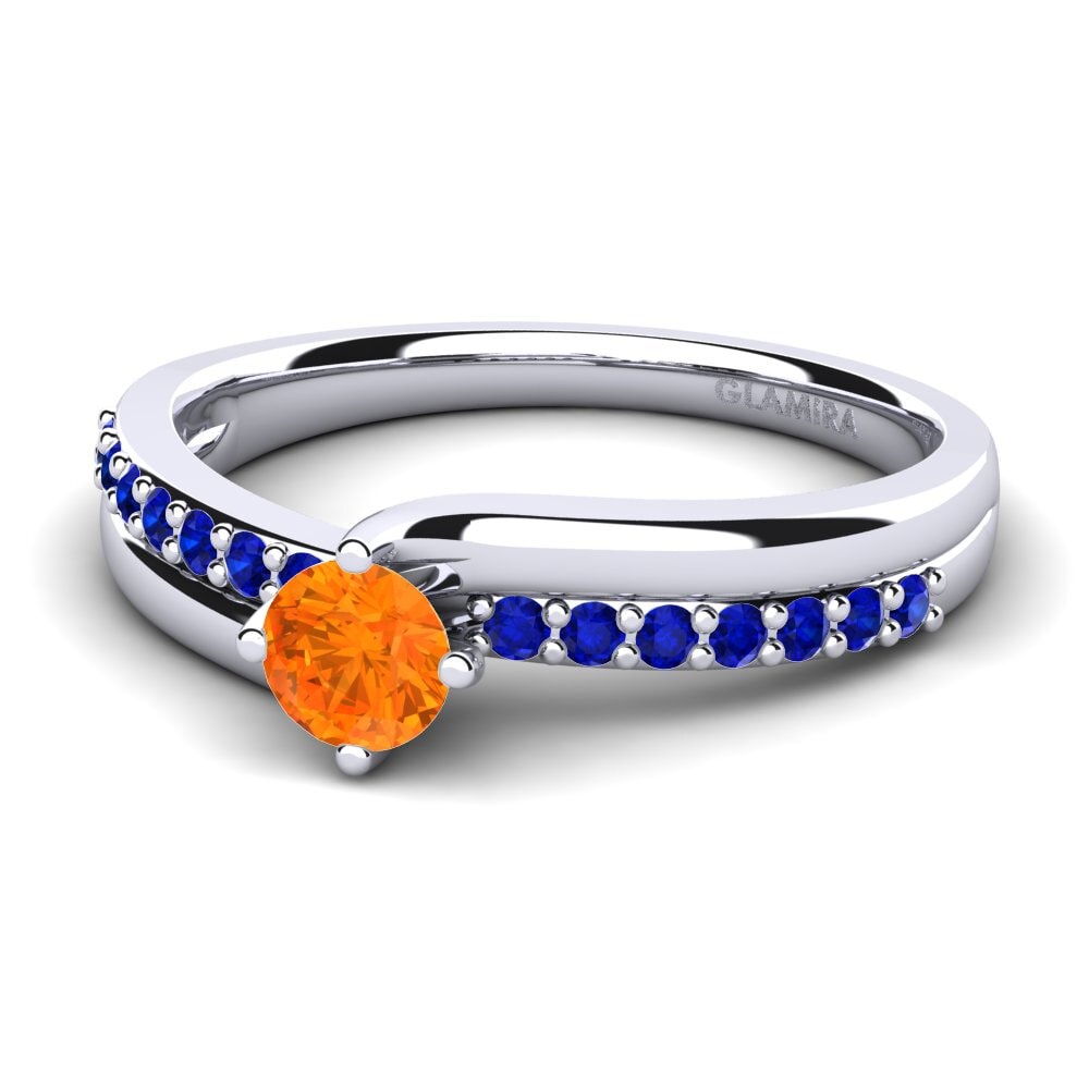 Orange Sapphire Diamonds Ring Lia
