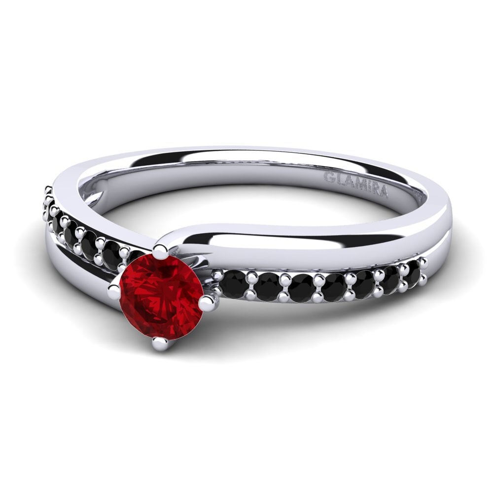 18k Oro Blanco Circonita Roja Anillo de compromiso Lia