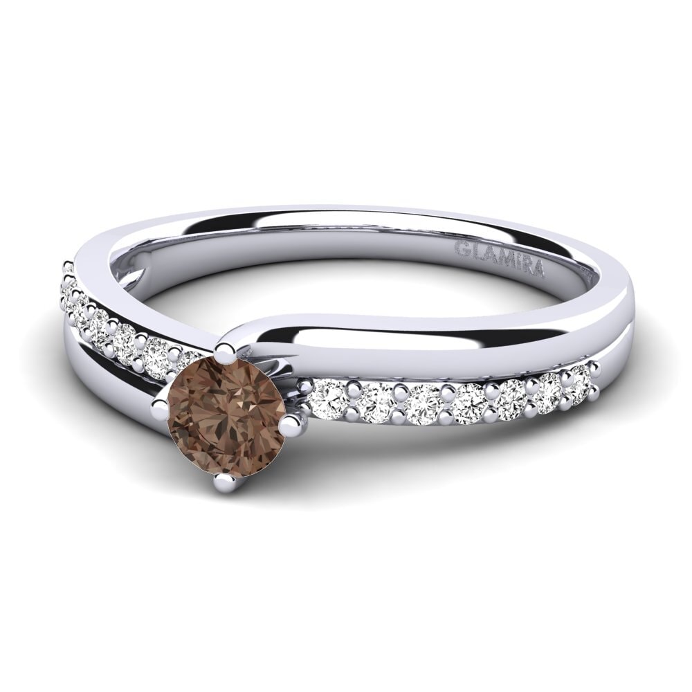 Smoky Quartz Diamonds Ring Lia