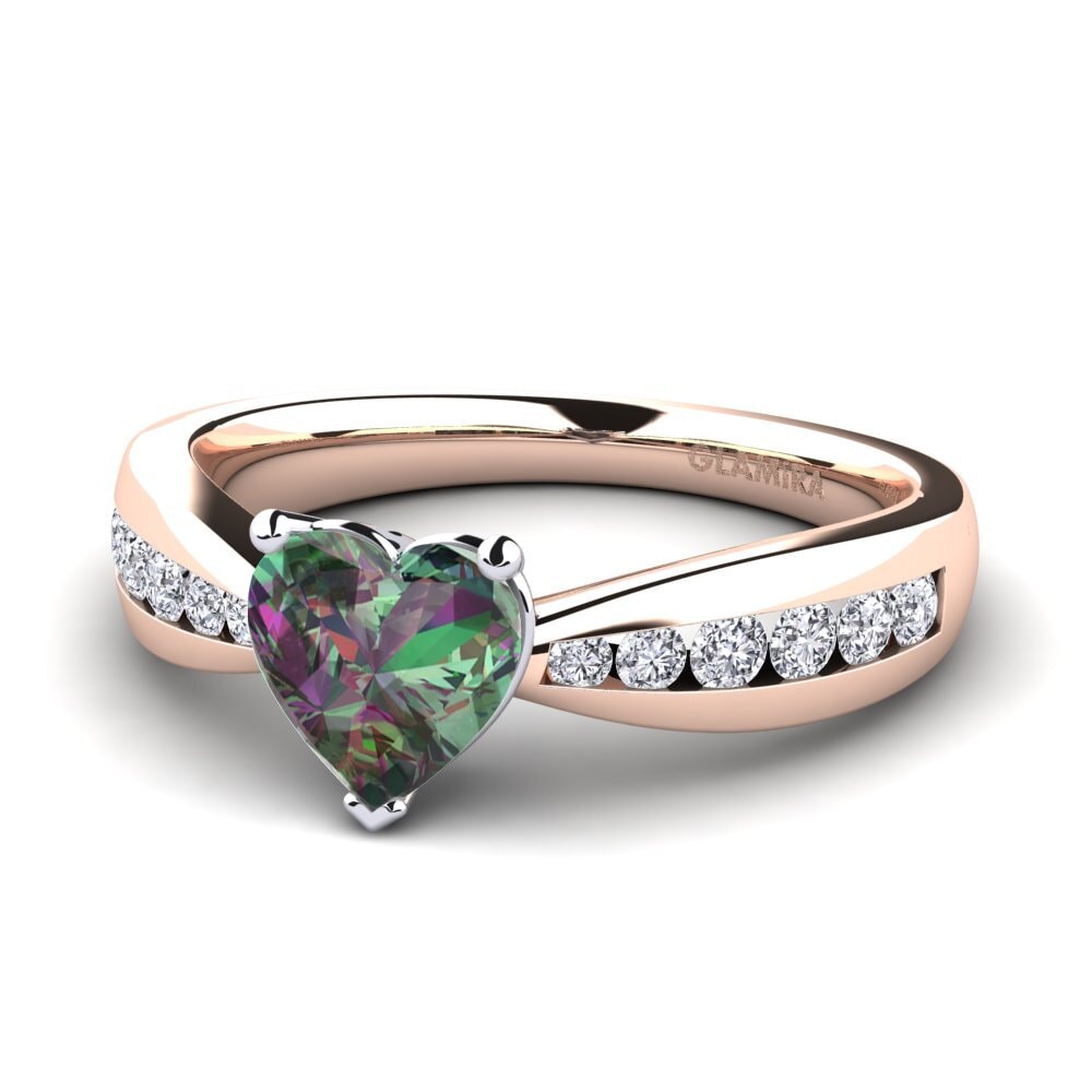 9ct Rose & White Gold Mystic Topaz Engagement Ring Nicole