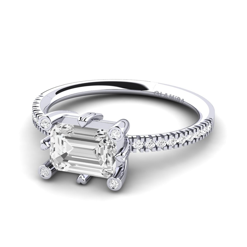 Zafiro blanco Anillo de compromiso Margarita