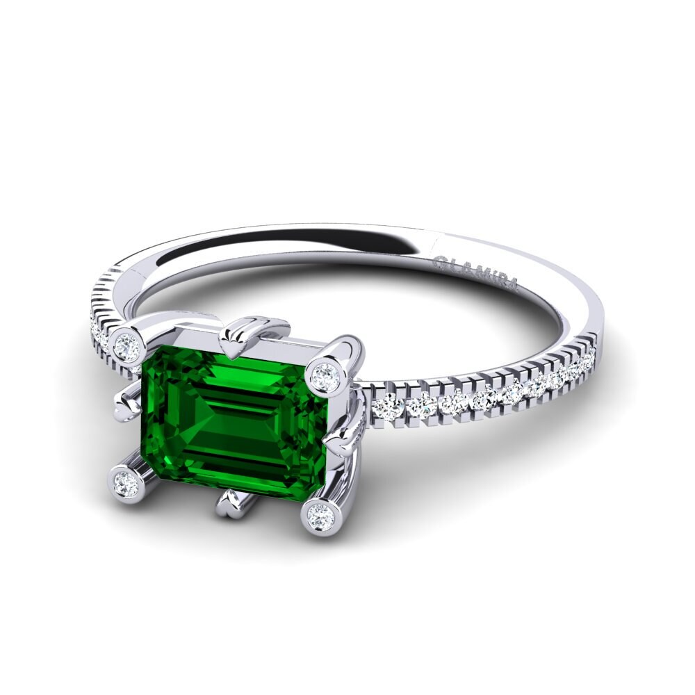 Circonita Verde Anillo de compromiso Margarita