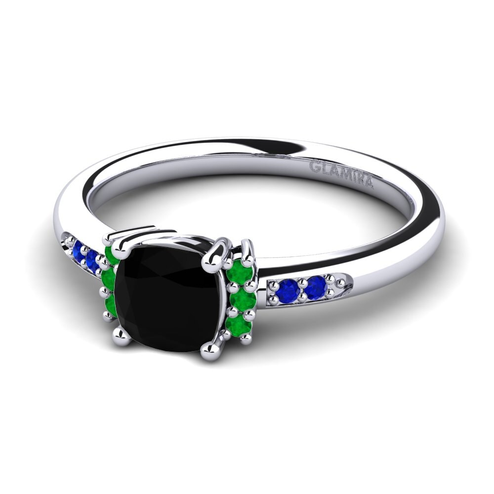 9ct White Gold Black Diamond Engagement Ring Lenny