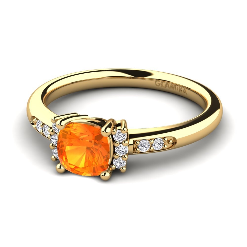 18k Oro Amarillo Zafiro Naranja Anillo de compromiso Lenny