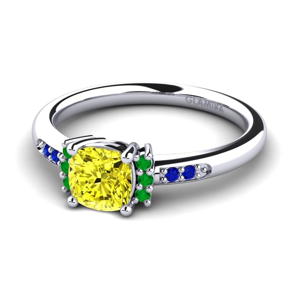 9ct White Gold Yellow Diamond Engagement Ring Lenny
