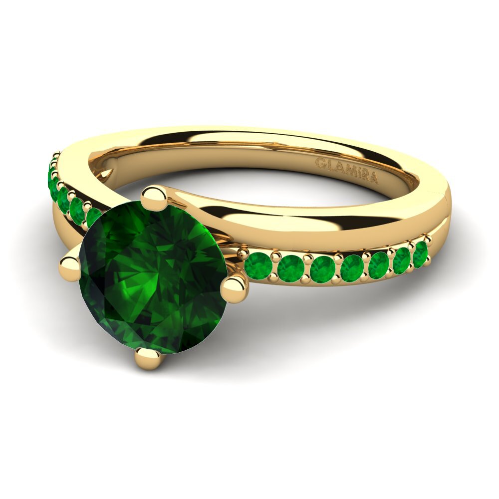 14ct Yellow Gold Green Tourmaline Engagement Ring Lia 2.0crt