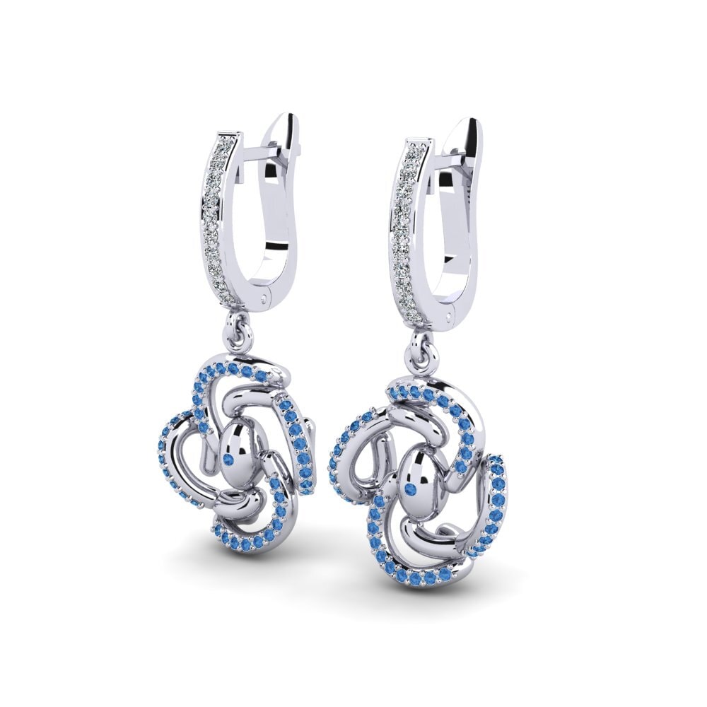 Zircônia azul escuro Brincos Feminino Lazaret