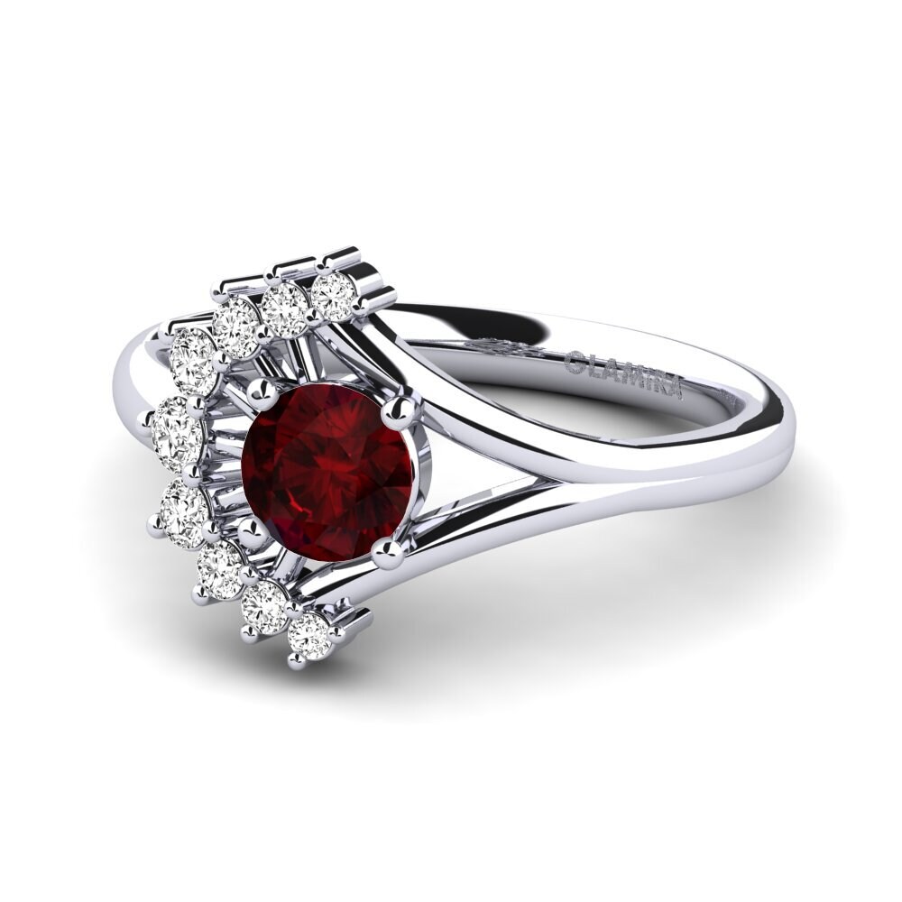 Đá Garnet / Ngọc Hồng Lựu Nhẫn đính hôn Lea