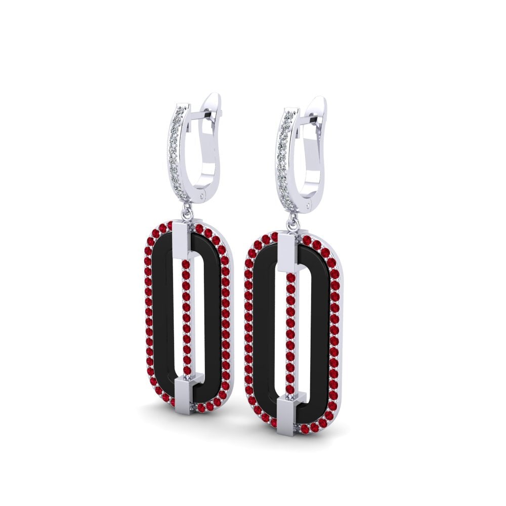 Zircônia Vermelha Brincos Feminino Lefler