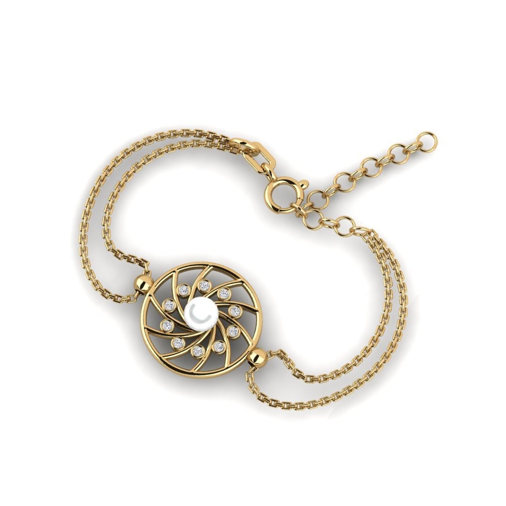 18k Oro Amarillo Diamante cultivado en laboratorio Pulsera de Mujer Lehteb