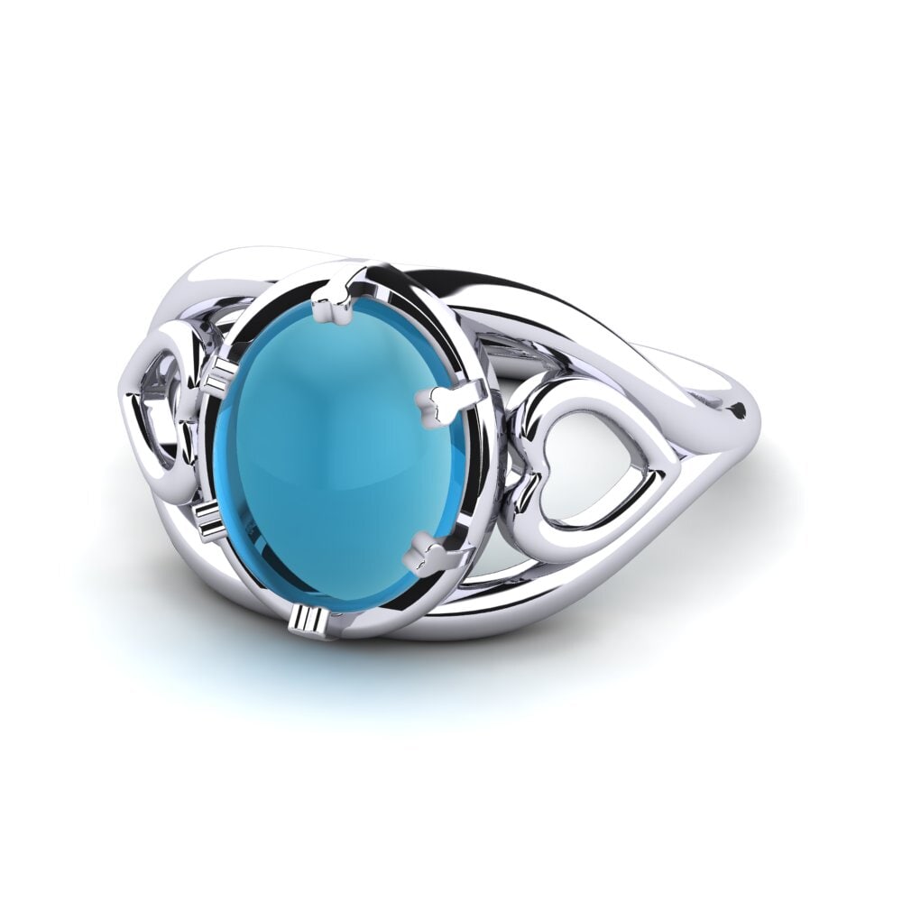 Topacio Azul Cabujón Anillo Leiani